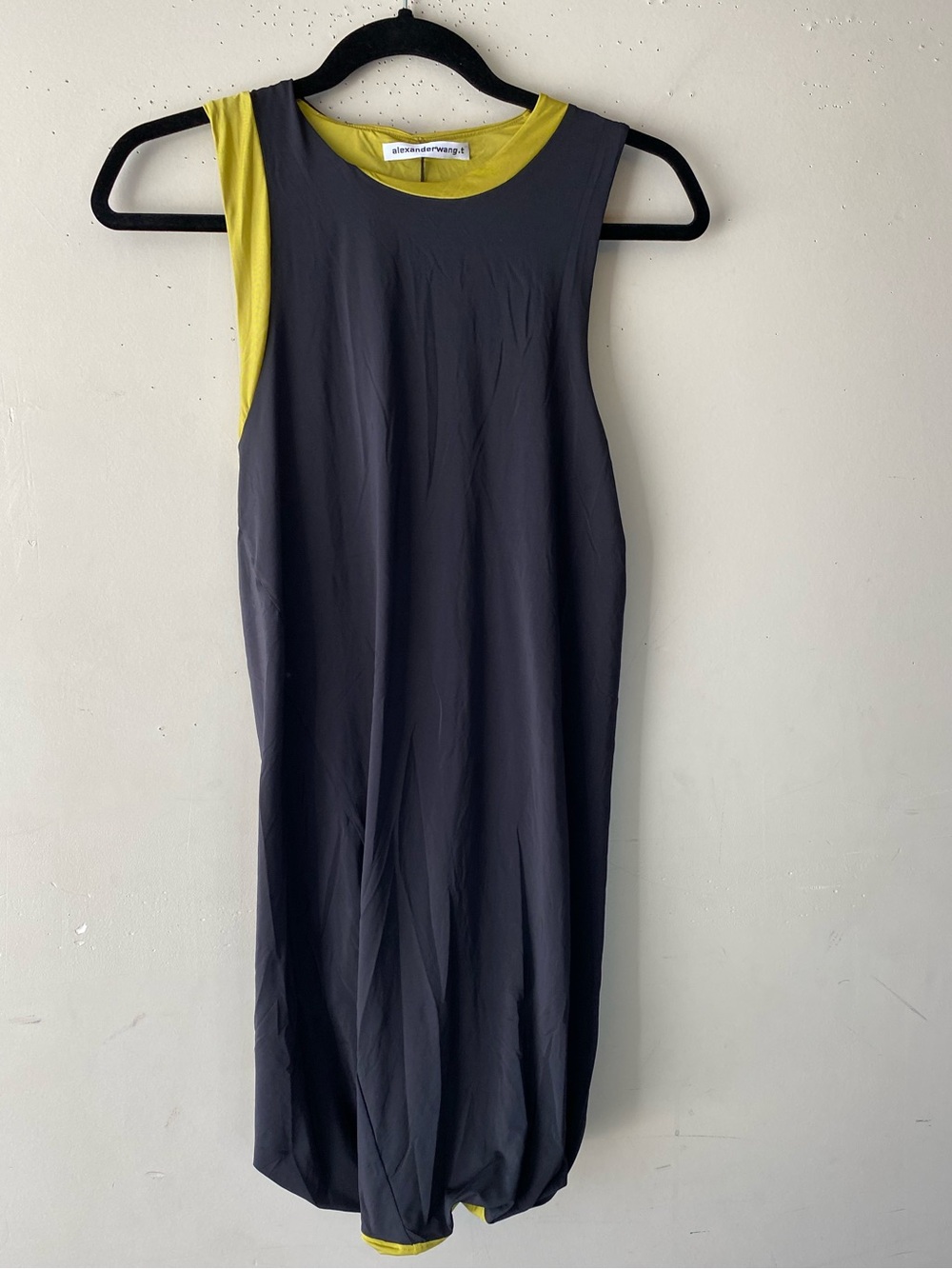 NWT Alexander Wang.T Reversible Sleeveless Swim Jersey Dress Charcoal Lime Small - Picture 2 of 13